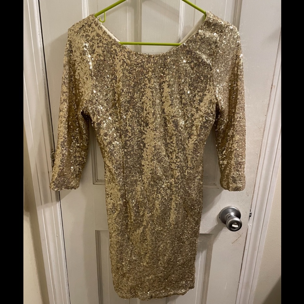 Gold Sequin Midi Dress- Red Clover
